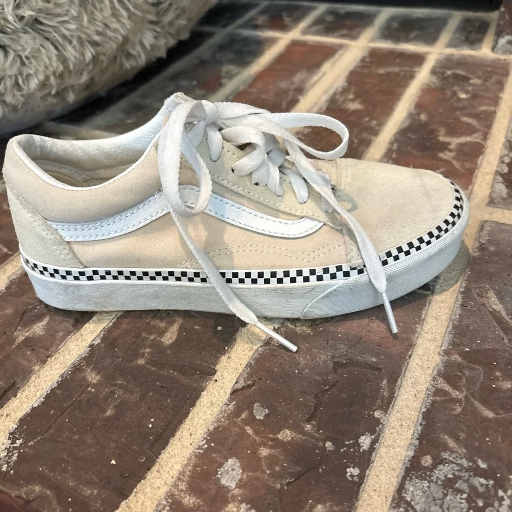 Vans old skool checkered foxing turtledove skateboarding  shoes M 3.5 W 5